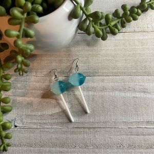 🍬🍭🍬 Blue Lollipop Novelty Dangle Earrings! Candy! New!